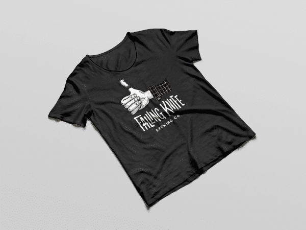 Black tee-shirt with Falling Knife logo