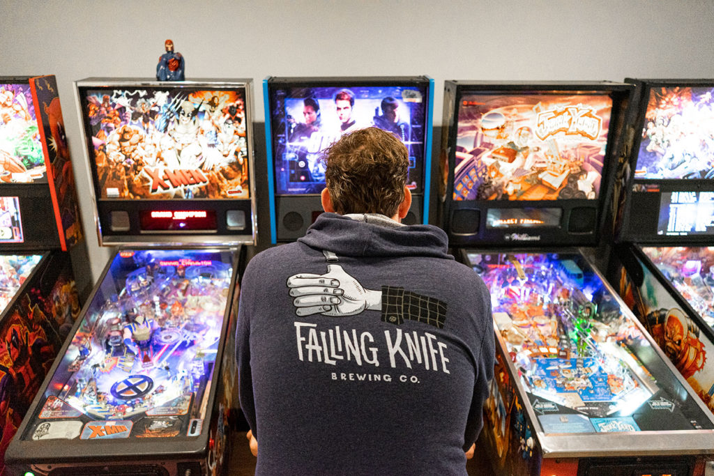 Falling Knife Brewing Co. taproom pinball